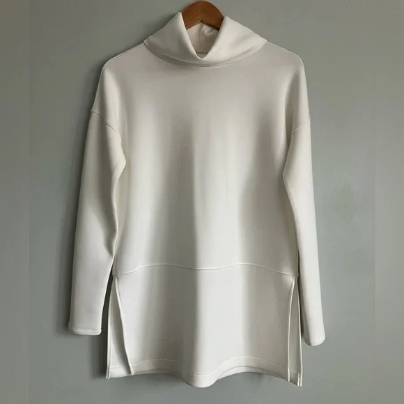 SPANX Off White Air Essentials Soft Tunic Turtleneck Elevated Sweatshirt Size XS - Picture 2 of 10